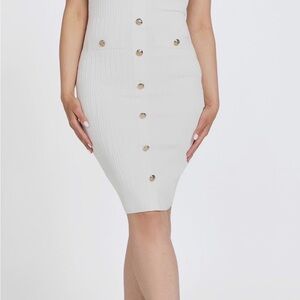 Marciano White Button-Front Midi Dress
